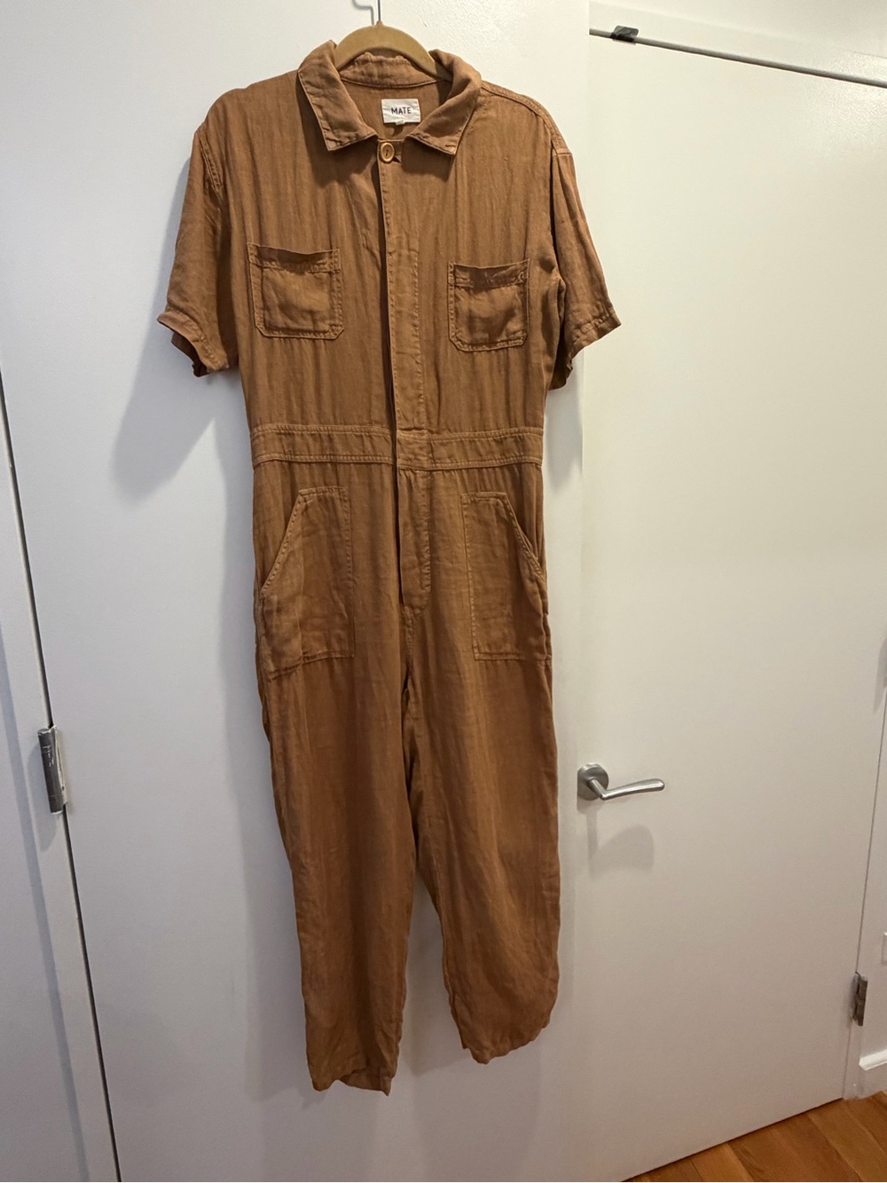 MATE the Label Brown Short-Sleeve Utility Jumpsuit